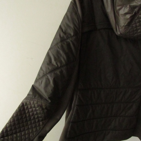 Athleta Dark Gray Stretch Sides Quilted Accent Hooded Jacket Women's M - Picture 11 of 16